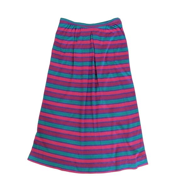 CHRISTIAN DIOR VINTAGE Midi Skirt Striped Pink Blue High Waist Womens Size Small - Picture 1 of 12